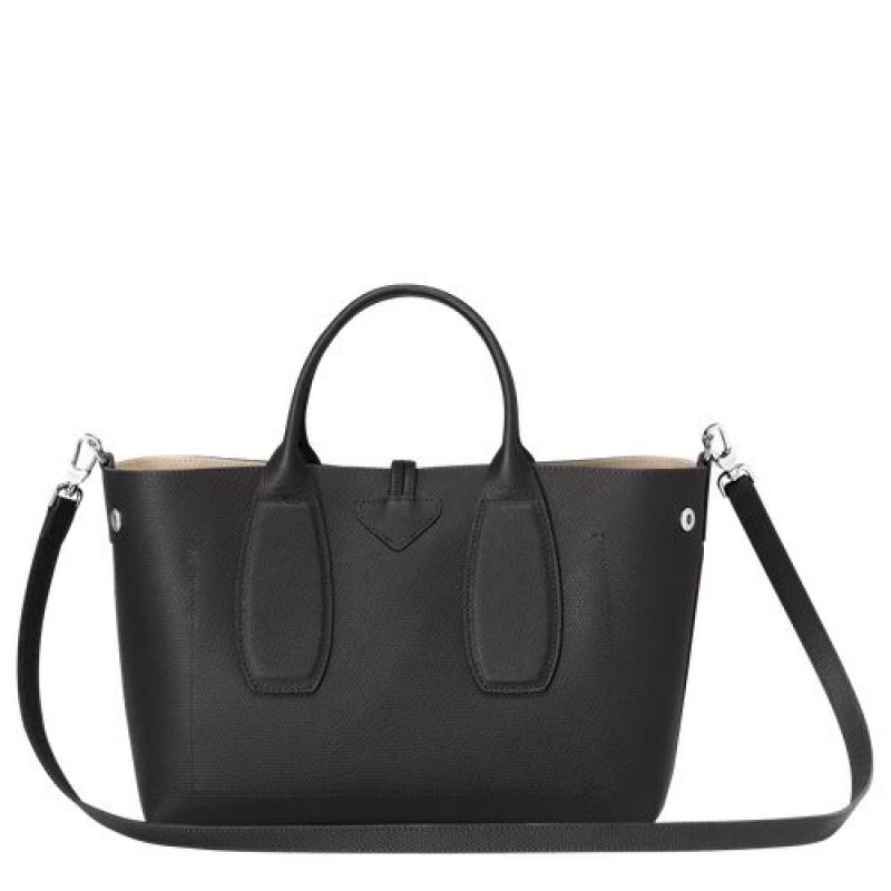 Longchamp Roseau Top handle bag M Black | CPHWI-2475