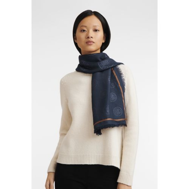 Longchamp Shawl Navy | TSVAQ-9147