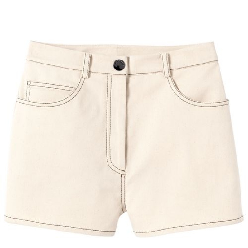 Longchamp Shorts Ecru | PIWNJ-3286