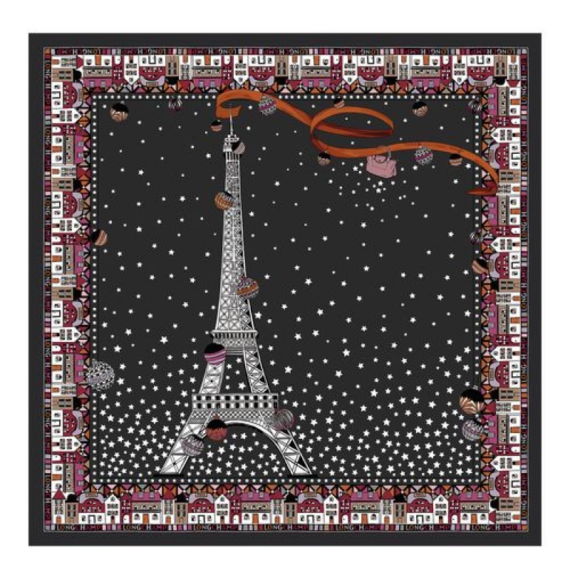 Longchamp Silk scarf 50 Black | IPDHM-5802